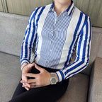 British Style Striped Shirts Mens Long Sleeve Business Formal Dress Shirt Casual Slim Fit Dress Streetwear Social Party Clothing Lootquake LLC