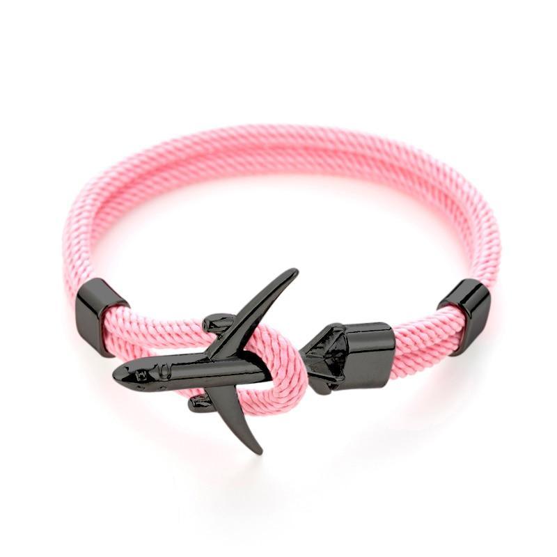 Modern Fashion Airplane Anchor Bracelets Men Charm Rope Chain Paracord Bracelet Women Male Air Force Style Wrap Metal Sport Hook Gift - SJB-DIAMOND ELITES