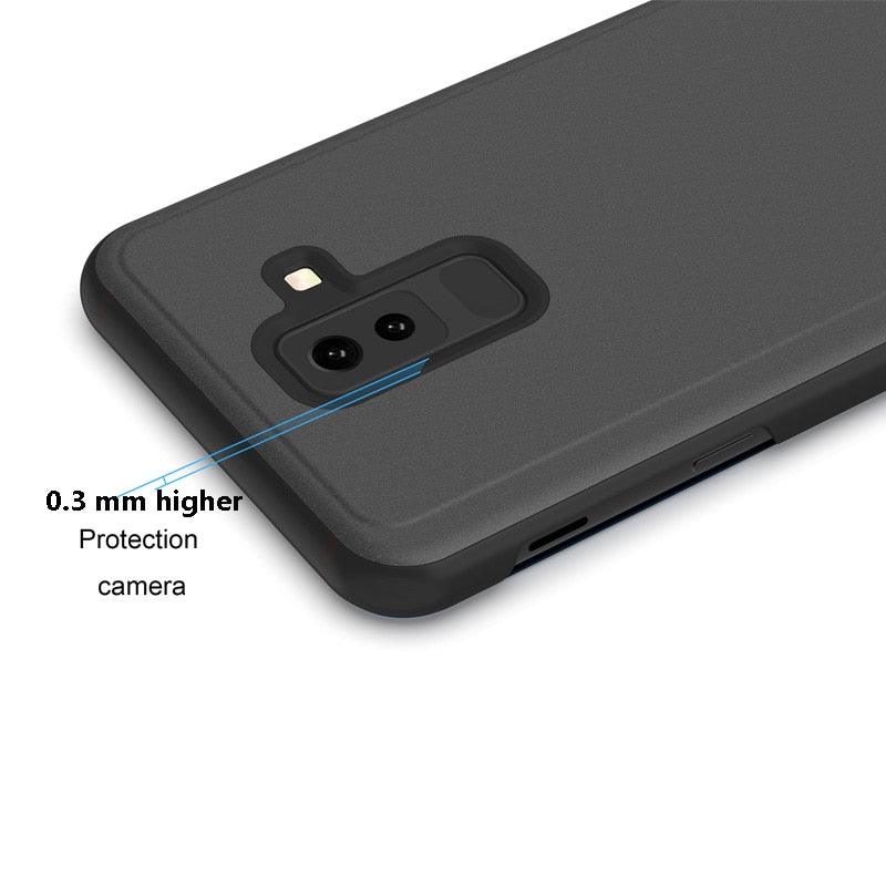 Smart Flip Phone Case For iPhone X XR XS 5 5S SE 7 8 6 6S Plus 11 12 13 Mini Pro Max 2020 Mirror Window Standing Holder Cover  Mirror Screen Smart Plating Case 360 Full Body Ultra Thin Intelligent Protective Case Stevvex