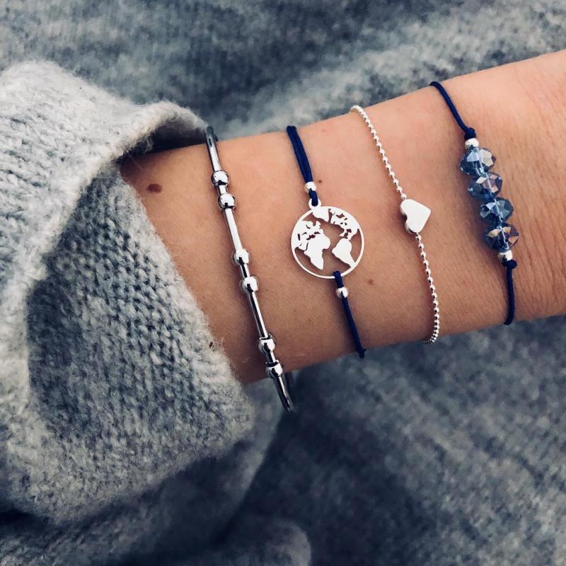 Boho Rose Map Bracelets & Bangles for Women Bohemian Round  Charm Bracelet Set Fashion Multilayer Accessories Luxury Jewelry - SJB-DIAMOND ELITES