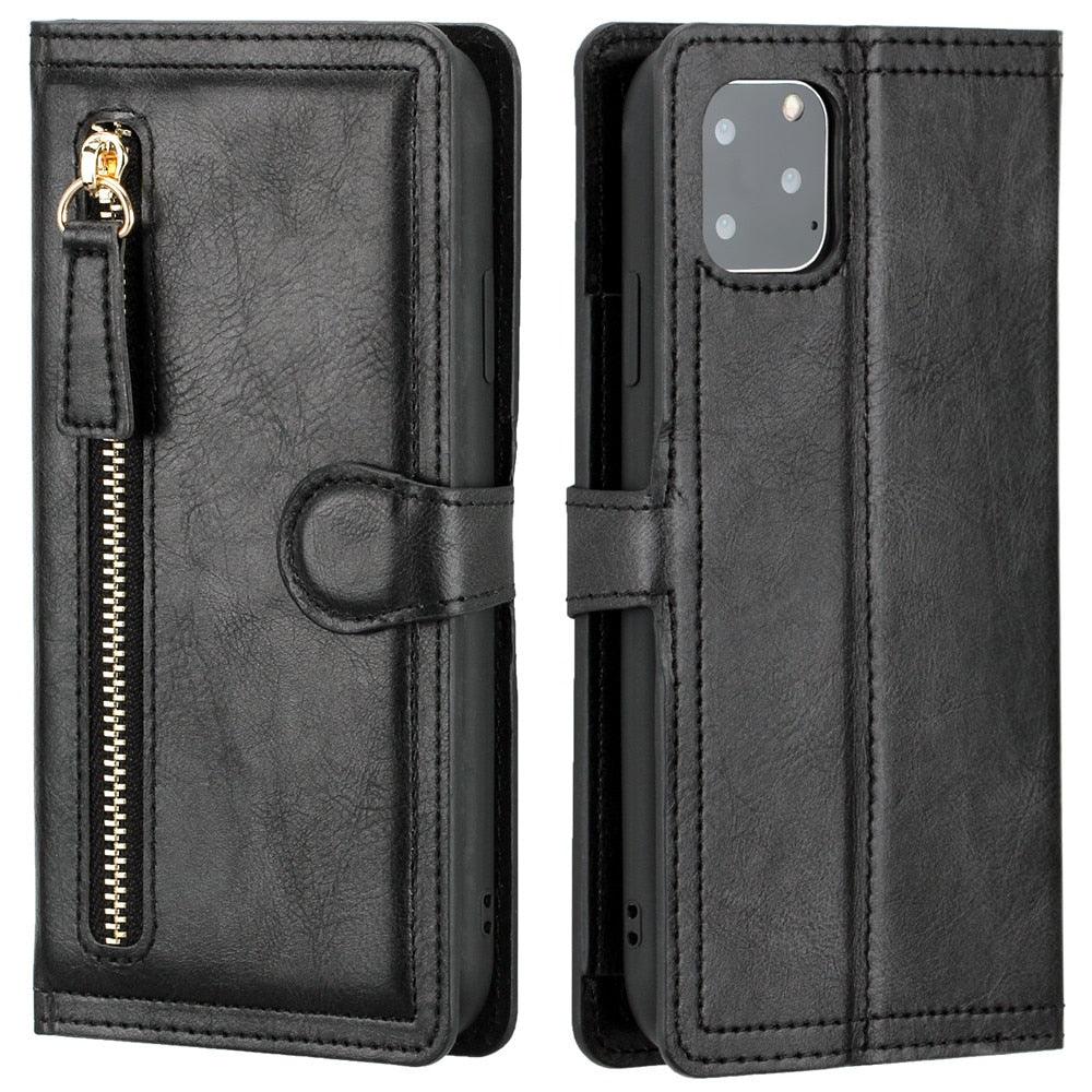 Luxury Leather Flip Wallet Case For iPhone 14 13 12 11 Pro MAX  X XS XR Card Holder Stand Cover Retro Brown Card Holder Slots Pocket Case PU Leather Magnetic Closure Kickstand Shockproof Flip Case Stevvex