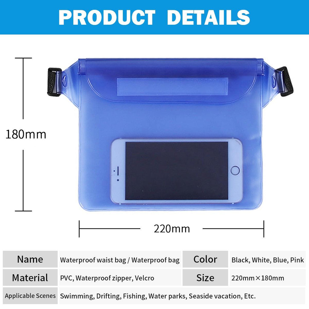 Waterproof Swimming Bag 3 Layers Water Proof Diving Beach Shoulder Waist Bag Underwater Mobile Phone Bag Case Waterproof Bag With Adjustable Waist Belt Comfortable Case For Phone Stevvex