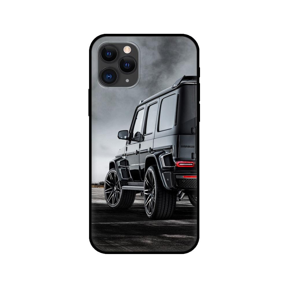 Black Case For Iphone  5 5s SE 2020 6 6s 7 8plus x 10 XR XS 11 12 13 Mini Pro MAX Silicon Cover Car Design Matte Black Silicone Back Cover For iPhone Stevvex