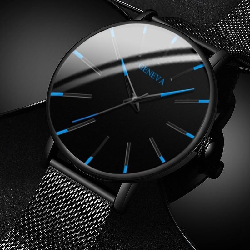 Minimalist Men's Fashion Ultra Thin Watch Simple Men Business Stainless Steel Mesh Belt Quartz Watch Relogio Masculino - SJB-DIAMOND ELITES