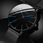 Minimalist Men's Fashion Ultra Thin Watch Simple Men Business Stainless Steel Mesh Belt Quartz Watch Relogio Masculino - SJB-DIAMOND ELITES
