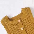 Handmade Baby Knitting Rompers Sleeveless Solid Color Jumpsuit Winter Romper For Girls and Boys In Modern Retro Style