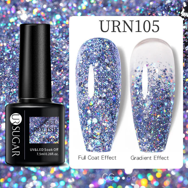 UR SUGAR 7.5ml Nude Glitter Color Gel Nail Polish Winter Warm Color Series Semi-permanent Varnish Professionals Manicure