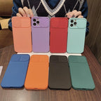 Sliding Lens Protective Silicone Case For iPhone 11 Pro Max Mini 12 Pro 13 Push Cover iphone Slide Camera Cover Case with Camera Lens Protector Cover Silicone Bumper Slim Phone Cover Compatible with iPhone Stevvex