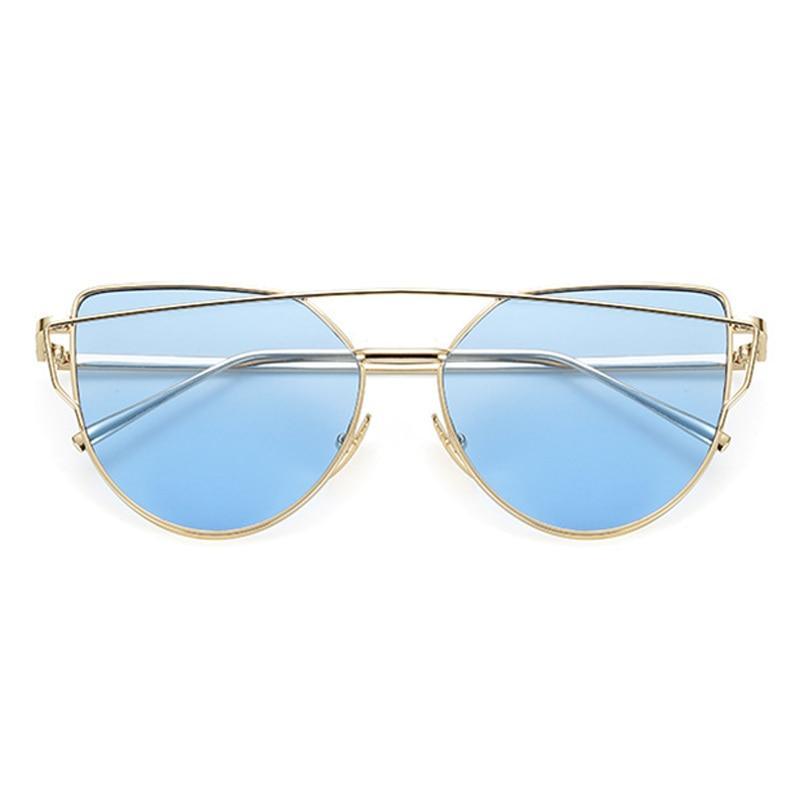 NEW  Stevvex Designer Cat eye Sunglasses For Women and Ladies in Vintage Metal Reflective Glasse Mirror Retro Oculos De Sol Gafas Style With UV 400 Protection - SJB-DIAMOND ELITES