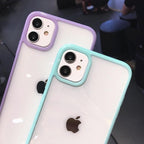 Transparent Shockproof Bumper Phone Case For iPhone 11 12 13 14 Pro Max Mini Cute Candy Color Hard Cover  Luxurious Translucent Case for iPhone Stevvex
