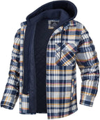 Men's Modern Warm Jacket With Removable Hood Winter Coats Men's Hooded Jackets Fashionable Autumn Jackets Winter Warm Coat Thick Hoodie Long Sleeve Outdoor Plaid Shirt Jackets Stevvex
