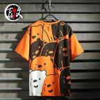 Old style hip hop fashion men's short sleeve T-shirt color matching style tooling 5-sleeve men's T-shirt Lootquake LLC