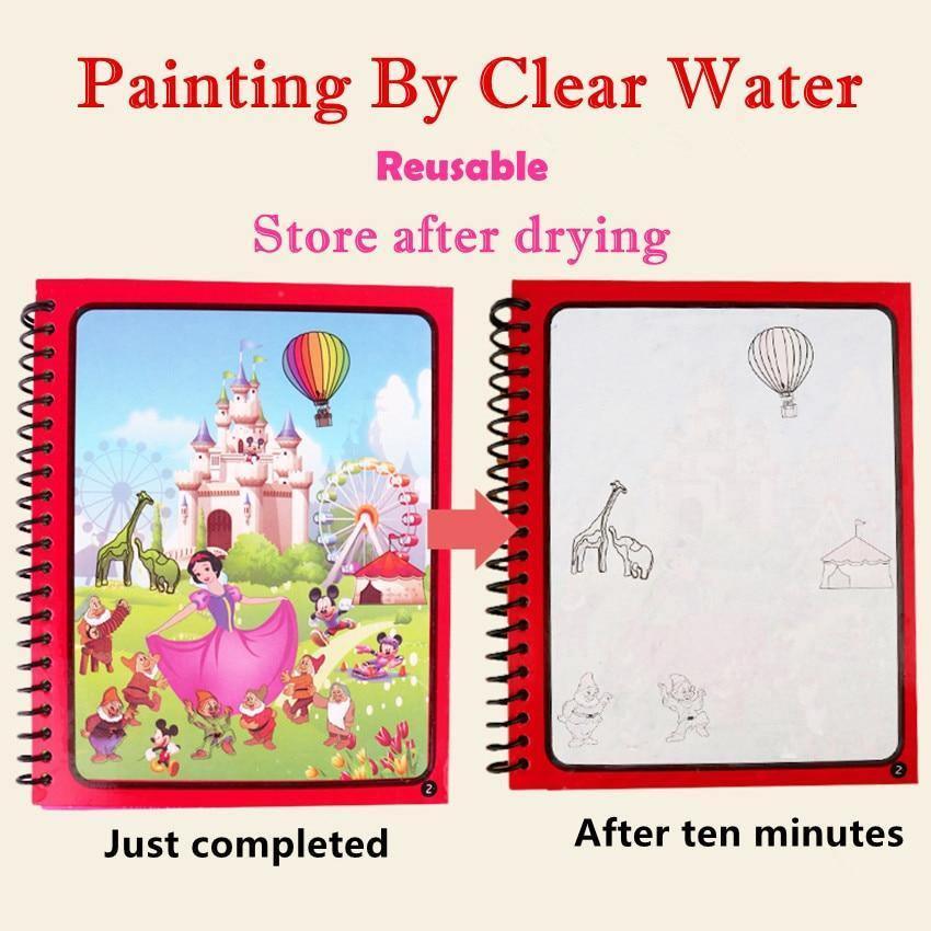 1pcs Magical Book Water Drawing Coloring Cartoons Books Doodle Pen Painting Drawing Board For Kids Toys Birthday Gift - SJB-DIAMOND ELITES