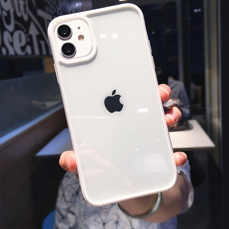Transparent Shockproof Bumper Phone Case For iPhone 11 12 13 14 Pro Max Mini Cute Candy Color Hard Cover  Luxurious Translucent Case for iPhone Stevvex