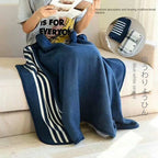 Wearable Plaid Fleece Blanket Polyester Blanket with Button Winte Warm Throws on Sofa Bed Travel Thicken Bedroom Plaids  Blanket
