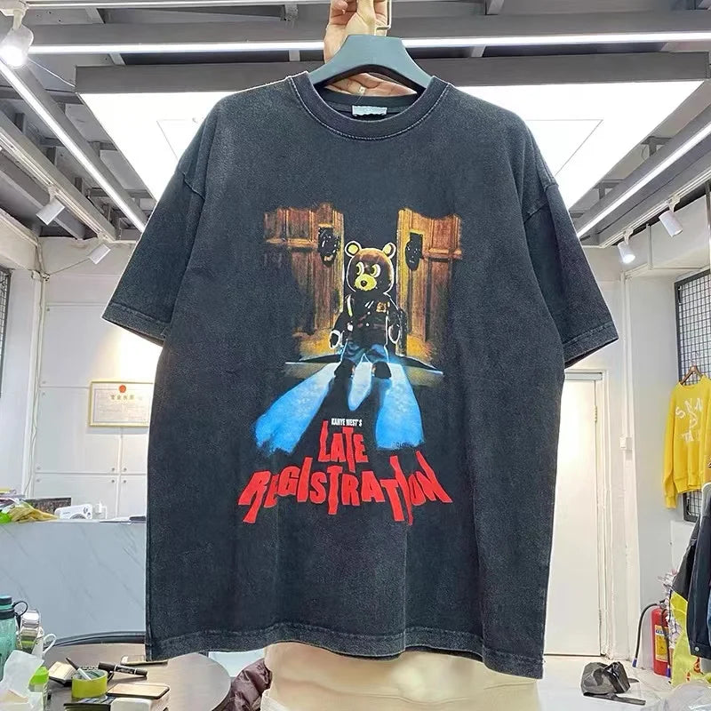 Spring summer new product the same drop-out bear print short-sleeved T-shirt man Pi-Mart
