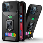 Slide Camera Cover Kickstand Card Wallet Case for iPhone11 X XS 8  Shockproof Protective Phone Case  Wallet Case for iPhone With Sliding Camera Case With Kickstand Magnetic Adjustable Ring Holder Stevvex