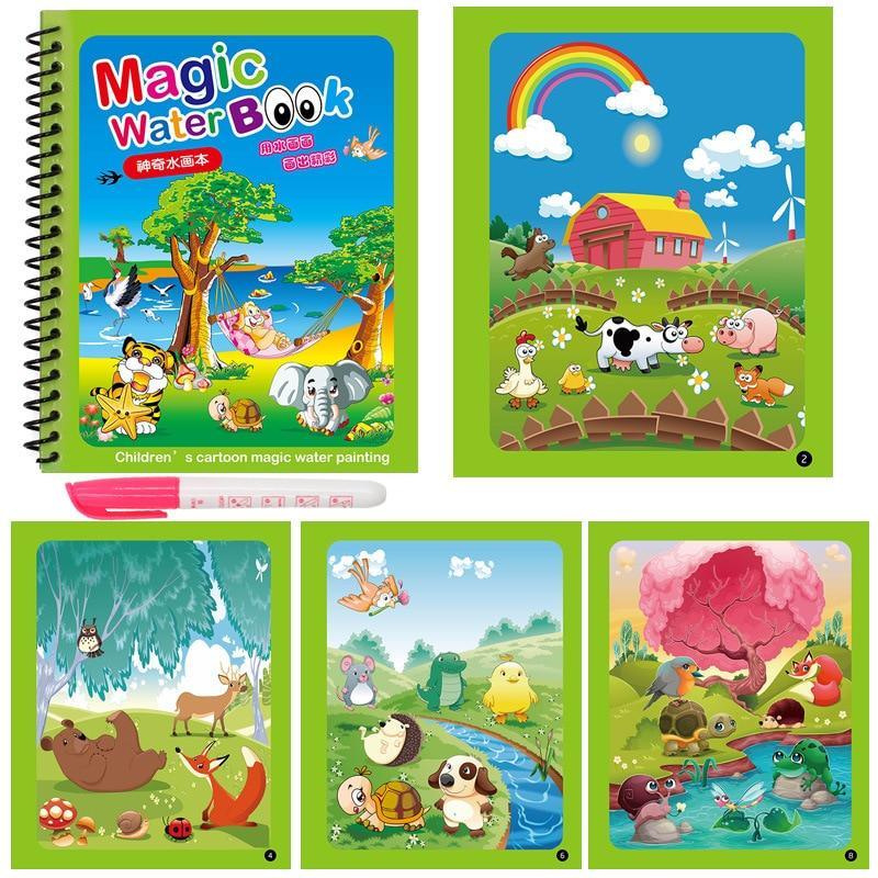 Early Education Montessori Painting Drawing Board For Kids Toys Coloring Book Doodle & Magic Pen Magic Water Drawing Book - SJB-DIAMOND ELITES