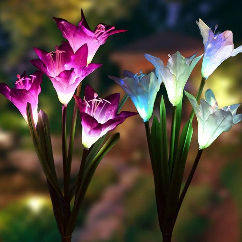 Decorative LED Solar Waterproof Modern Lamp In Shape Of Lily Flower For Garden Yard Lawn Courtyard Pathway - SJB-DIAMOND ELITES