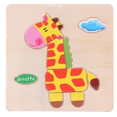 Baby Toys Wooden 3D Puzzle Cartoon Animal Intelligence Kids Educational Brain Teaser Children Tangram Shapes Learning - SJB-DIAMOND ELITES