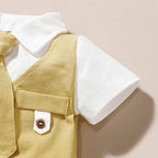 Luxury Modern baby Suit New boy's Jumpsuit Baby Short-sleeved Gentleman Suit Tie Robe summer Suit For Birthday and Party