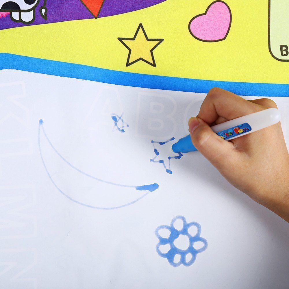 1-6 Years Children Kids Baby Drawing  Educational Water Mat Drawing Painting Toddler Board/ Charpet With Magic Water Pen Gift 45.5 X 29cm (White) - SJB-DIAMOND ELITES