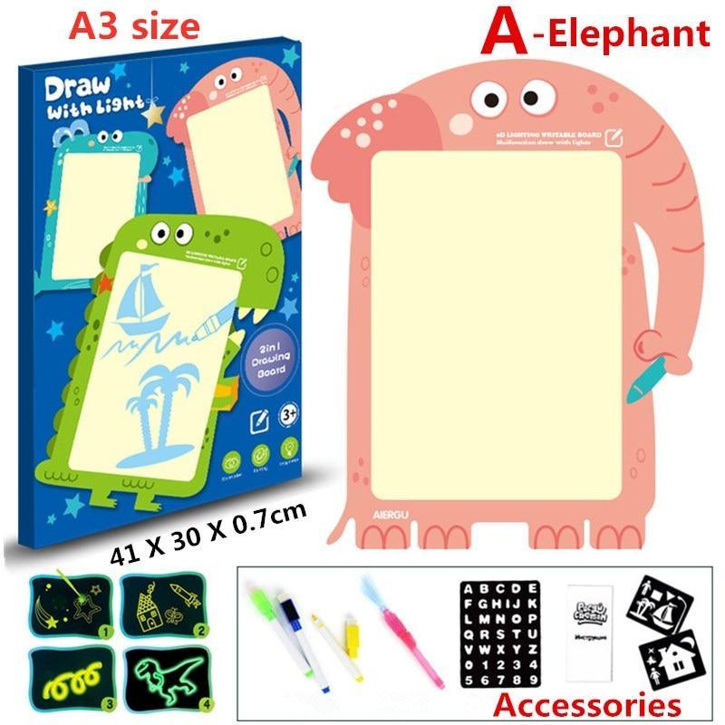 Educational Toy Drawing Board Tablet Graffiti 1pc A4 A3 Led Luminous Magic Raw With Light-fun - SJB-DIAMOND ELITES