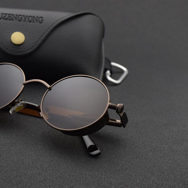 Luxury Popular Retro  Gothic Steampunk Polarized Men and  Women Brand Designer Vintage Round High Quality Metal Frame Sunglasses With UV400 Protection - SJB-DIAMOND ELITES