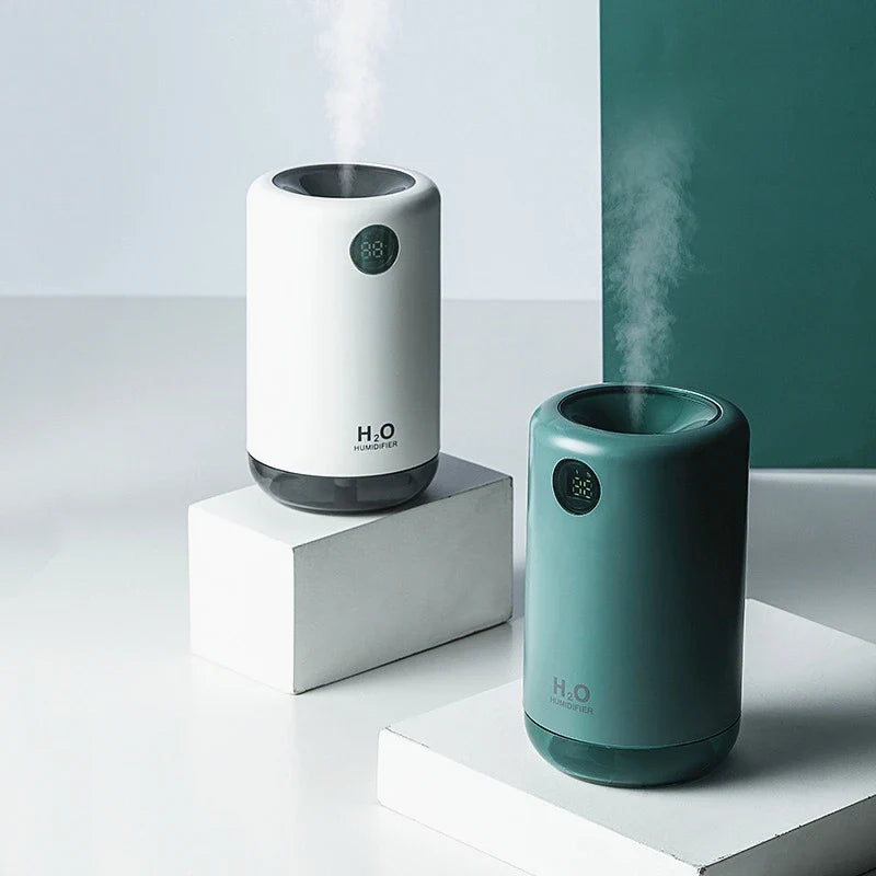 Home Table Wireless Ultrasonic Air Humidifier, Portable Mini Aroma Water Mist Diffuser, Battery Life Show, 500ml, 2000mAh Lootquake LLC