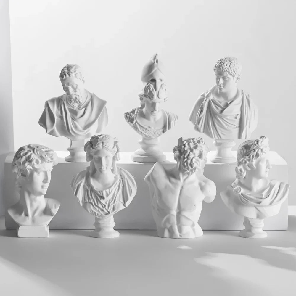 Mini Plaster Statue Greek Mythology Celebrities Famous Sculpture Figurine Drawing Practice Gypsum Bust Portraits Lootquake LLC