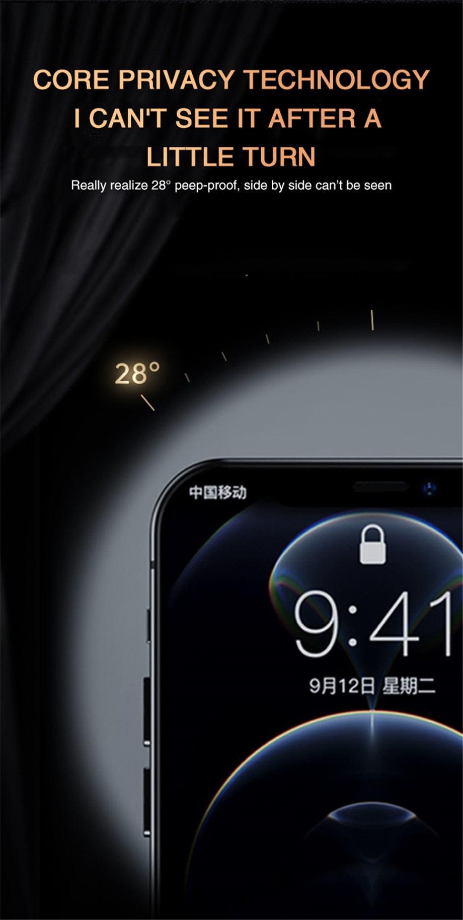 Full Cover Anti-Spy Screen Protector For iPhone 11 12 13 PRO MAX Privacy Glass For iPhone 14 Pro 8 Plus XS Max XR Tempered Glass Anti-Spy  Privacy Screen Protector for iPhone Stevvex