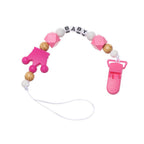 Handmade Shiny Pacifier Clip Chain Infant Nipple Holder Wooden Beaded Crystal Nipple Leash Strap Metal Pacifier Clips For Baby