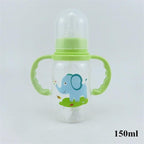 Unisex Baby 150/280ml Wide Mouth Soft Silicone Cover Straw Drinking Milk Bottle For Newborn Nursing Product With Handle