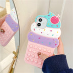 3D Delicious Cherry Ice Cream Silicone Phone Case For iphone 13 12 11 Pro Max Xs Xr 7 8 Plus X Se finger bubble game soft cover 3D Cartoon Cupcake Shape Soft Silicone Full Protection Shockproof Case Stevvex