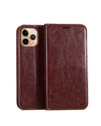 Brown Genuine Leather Flip Case For iPhone Luxury Wallet Card Cover For iPhone 14 13 Leather iPhone Case Kickstand Card Holder Flip Leather Wallet Phone Case Stevvex