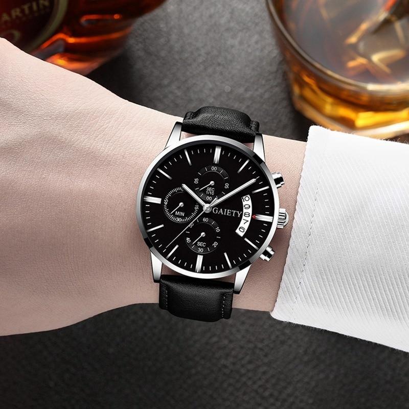 Watches men Fashion Sport Stainless Steel Case Leather Band watch Quartz Business Wristwatch For Men's and Boys - SJB-DIAMOND ELITES