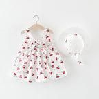Baby Girls Dress with Sleeveless Print Floral for Birthday Party Princess Dress With Hat In Elefant Modern Style