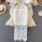 Sexy Hollow Out Lace Bodycon Long Dress Women Elegant Red/Pink/White Off Shoulder Patchwork Maxi Party Vestidos 2021 Autumn New