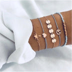 Fashion Bohemia Leaf Round Knot Cuff Bangle Gold Chain Charm Bracelet  for Women Simple Geometric Bracelets Luxury Jewelry - SJB-DIAMOND ELITES