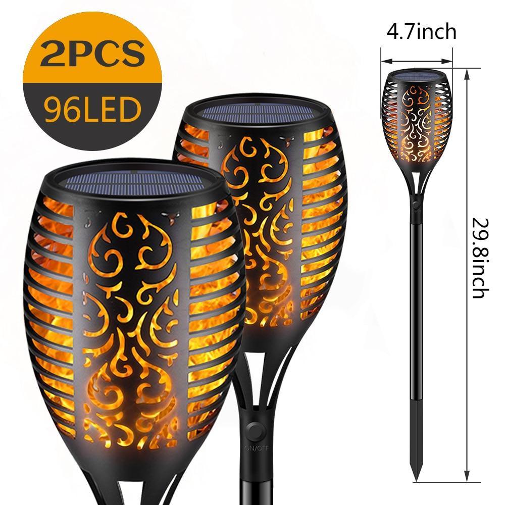 33/96 LED Solar Stainless Steel Torch Lamp For Yard Garden Pathway Doorway Courtyard - SJB-DIAMOND ELITES