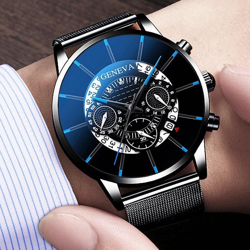 Men's Watch Stainless Steel Calendar Quartz Wristwatch Men Sports Watch Clock Geneva Clock hours For Mens and Boys - SJB-DIAMOND ELITES