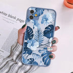Green Leaves Plant Flower Phone Case for iphone 11 12 13 14 Pro Max Hard Back Shockproof Cover Floral Tropical Design with Slim Glossy Green Palm Leaves Pattern Case Stevvex