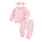 Newborn Baby Girl Two Pieces Set Long Sleeve Top Pant Headband Clothing Sets Perfect Gift For Kids