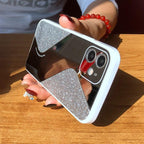 Women Luxurious Glitter Makeup Mirror Phone Case For iPhone 12 11 Pro MAX X XS XR 8 7 Plus Luxury Silicone Shockproof Cover Fixed Non Moving Sparkling Shining Glitter Stars Soft Silicone Case Stevvex