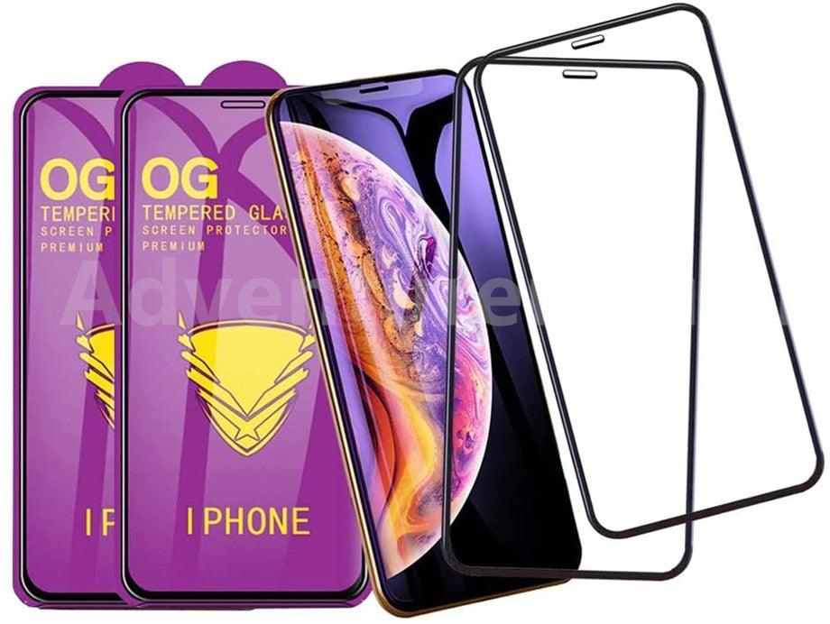 3PCS Tempered Glass OG Screen Protector for iPhone 14 13 12 11 Pro XS Max X XR Full Glue Cover Big Curved 7 8 Full Coverage Screen Protector iPhone Glass Screen Protector Stevvex