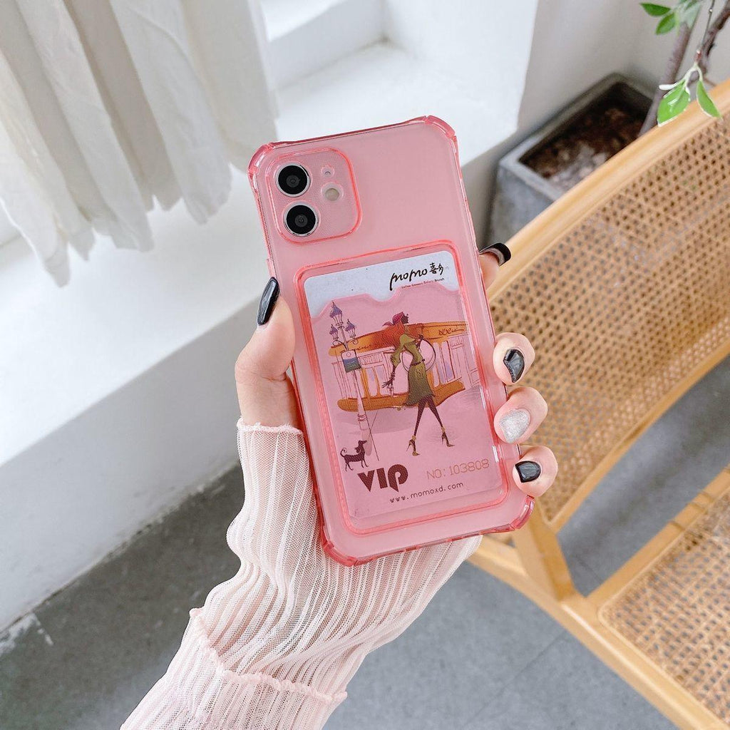 Transparent Wallet Case For iPhone 14 13 12 Pro Max Mini  Shockproof Cover with Card Slots Pockets Slim Fit Thin Protective Soft Shock-Absorbing Lightweight Wallet Case Stevvex
