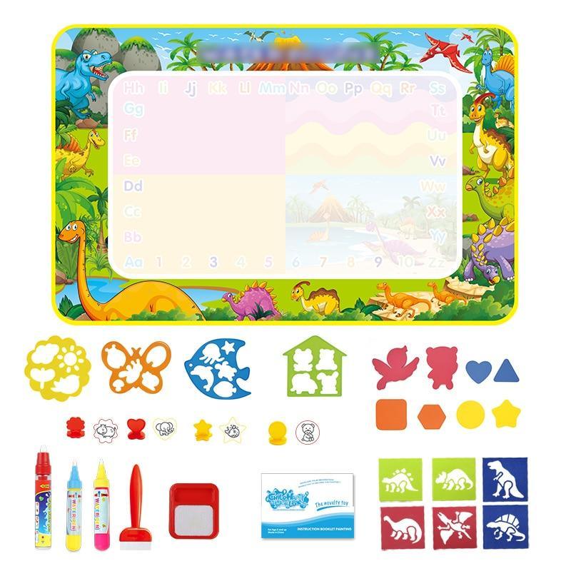 Coolplay 100x100cm Magic Water Drawing Mat Doodle Mat & 4 Drawing Pens & 1 Stamps Set Painting Board Educational Toys for Kids - SJB-DIAMOND ELITES