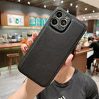 Trendy Slim Leather Case with Full Protection Luxury Leather Textured Case for iPhone 11 12 13 Soft Shockproof Cover Leather Case Compatible with iPhone 12 13 Pro Max Elegant Phone Case Stevvex