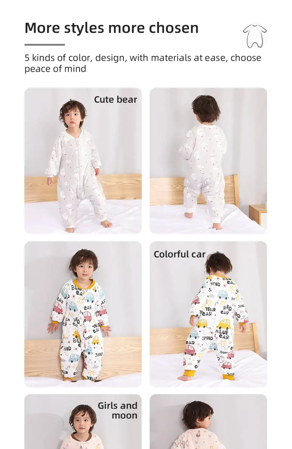 Baby Sleeping Bag Cute Flowers Print Toddler Sleepwear Walk Play Pajamas 2.5Tog Thick Winter Keep Warm Sleepsack 1-4 Years