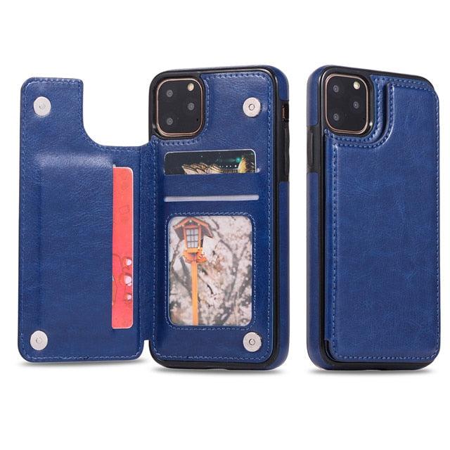 Luxury Leather Cover For iPhone 14 12 13 Mini 11 Pro XR XS Max 6 6s 7 8 Plus 5 5s Wallet Phone Card Slot Flip PU Leather Kickstand Card Slots Case Double Magnetic Clasp Durable Shockproof Cover For iPhone Stevvex